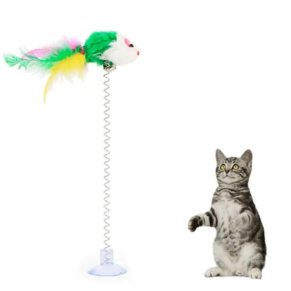 Cat Toy Stick Feather Wand With Bell Mouse Cage