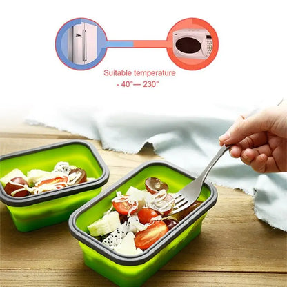 4 unids/set fiambrera rectangular de silicona caja Bento plegable recipiente para alimentos tazón 300/500/800/1200ml para vajilla