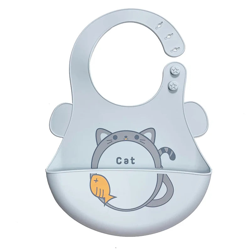 Adjustable Waterproof Silicone Cartoon Baby Bibs