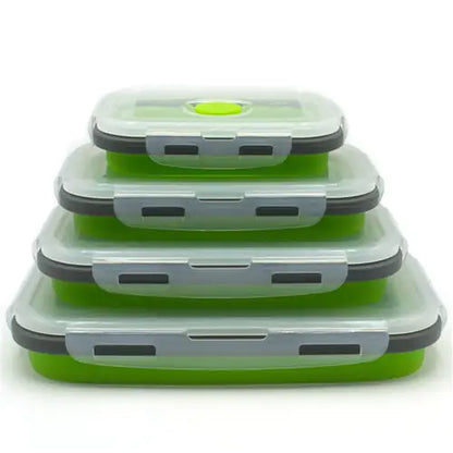 4 unids/set fiambrera rectangular de silicona caja Bento plegable recipiente para alimentos tazón 300/500/800/1200ml para vajilla