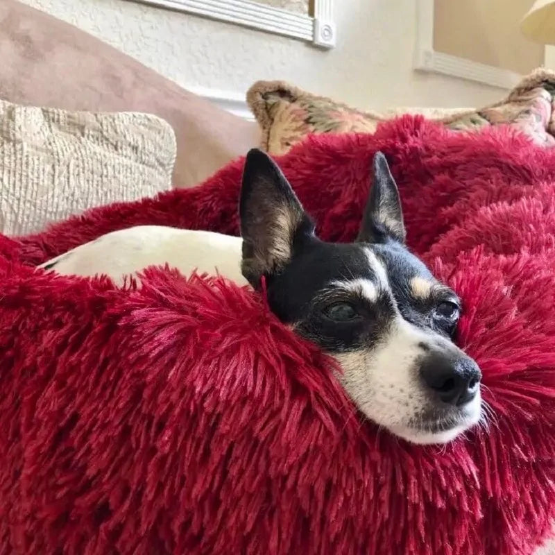 Long Plush Super Soft Round Pet Bed