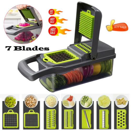 Cortador de verduras multifunción 7 en 1, cortador de alimentos, cortador en dados