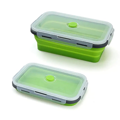 4 unids/set fiambrera rectangular de silicona caja Bento plegable recipiente para alimentos tazón 300/500/800/1200ml para vajilla