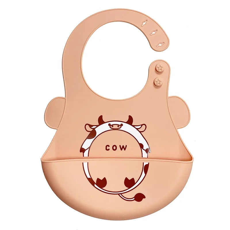 Adjustable Waterproof Silicone Cartoon Baby Bibs