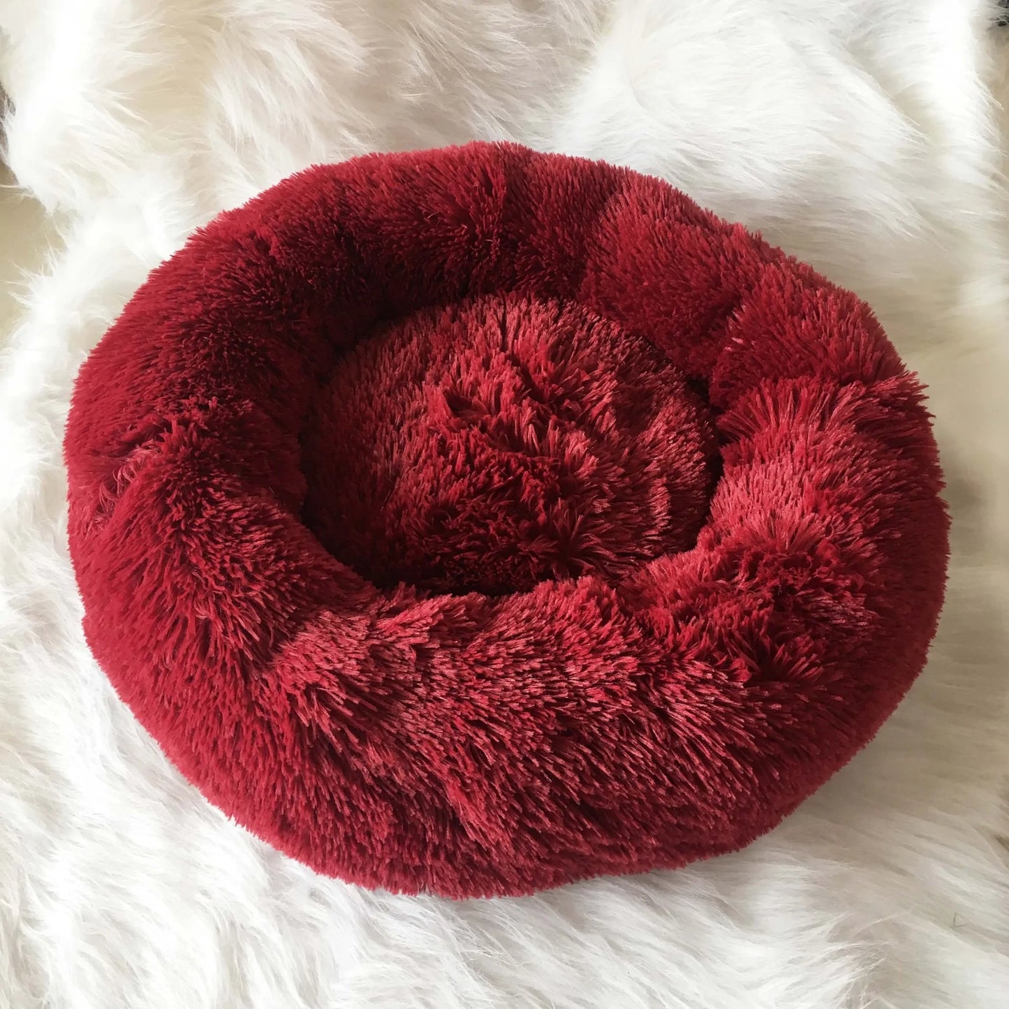 Long Plush Super Soft Round Pet Bed