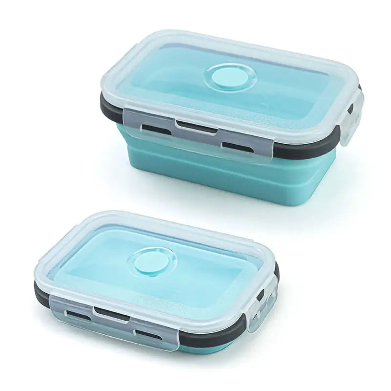 4 unids/set fiambrera rectangular de silicona caja Bento plegable recipiente para alimentos tazón 300/500/800/1200ml para vajilla