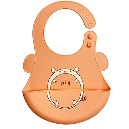 Adjustable Waterproof Silicone Cartoon Baby Bibs