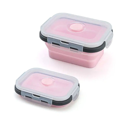 4 unids/set fiambrera rectangular de silicona caja Bento plegable recipiente para alimentos tazón 300/500/800/1200ml para vajilla