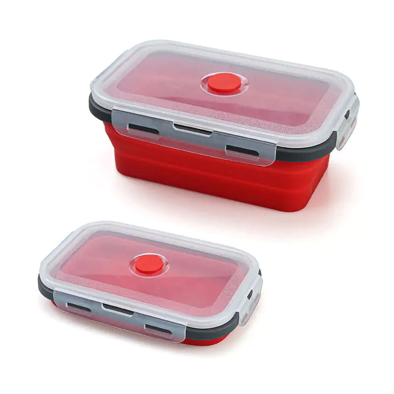 4 unids/set fiambrera rectangular de silicona caja Bento plegable recipiente para alimentos tazón 300/500/800/1200ml para vajilla