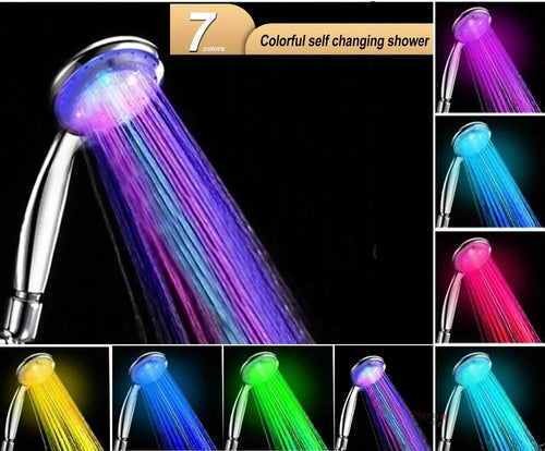 Handheld 7 Color Changing LED Light Water Bath Home Bathroom Shower Head Glow